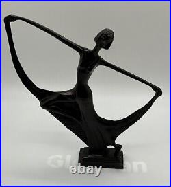 10.5 Tall Art Deco Nouveau Dancing Ballerina Lady Bronze Statue GOOD