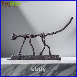 Antique Bronze Cat Statue Giacometti Abstract Animal Cat Sculpture Art Decor