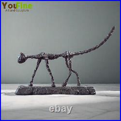 Antique Bronze Cat Statue Giacometti Abstract Animal Cat Sculpture Art Decor