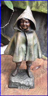 Antique French cold painted spelter figure whimsical Art Deco statue sculpture