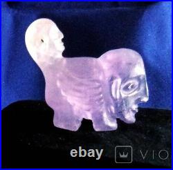 Antique Surreal Sphinx Sculpture Amethyst Decor Man Head Figurine Rare Old 19th