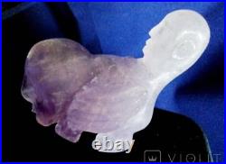 Antique Surreal Sphinx Sculpture Amethyst Decor Man Head Figurine Rare Old 19th