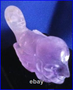 Antique Surreal Sphinx Sculpture Amethyst Decor Man Head Figurine Rare Old 19th