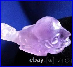 Antique Surreal Sphinx Sculpture Amethyst Decor Man Head Figurine Rare Old 19th