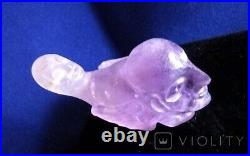 Antique Surreal Sphinx Sculpture Amethyst Decor Man Head Figurine Rare Old 19th