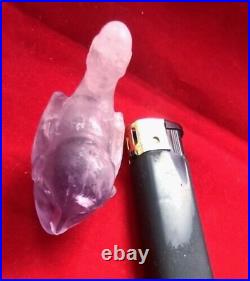 Antique Surreal Sphinx Sculpture Amethyst Decor Man Head Figurine Rare Old 19th