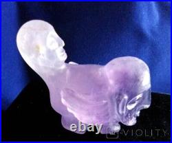 Antique Surreal Sphinx Sculpture Amethyst Decor Man Head Figurine Rare Old 19th