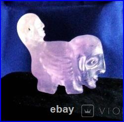 Antique Surreal Sphinx Sculpture Amethyst Decor Man Head Figurine Rare Old 19th