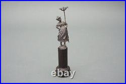 Antique Tin Figure Woman with Rake on Granite Base Erne Thanks 1.94EH