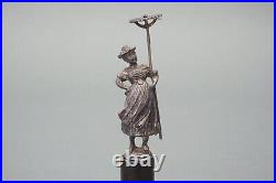 Antique Tin Figure Woman with Rake on Granite Base Erne Thanks 1.94EH
