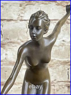 Art Deco 1920 Style Nude Diana the Huntress Dogs Bronze Statue Sculpture LORENZ