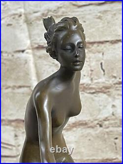 Art Deco 1920 Style Nude Diana the Huntress Dogs Bronze Statue Sculpture LORENZ