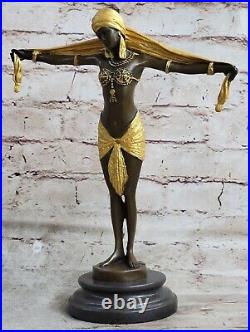 Art Deco Art Nouveau Bronze Marble Sculpture signed D H Chiparus