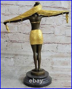 Art Deco Art Nouveau Bronze Marble Sculpture signed D H Chiparus