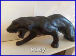Art Deco Black Panther Statue Chalkware 1930s