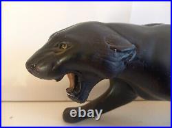 Art Deco Black Panther Statue Chalkware 1930s
