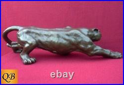 Art Deco Bronze Figure Sculpture Statue Hot Cast Wild Cat Cougar Panther Figure