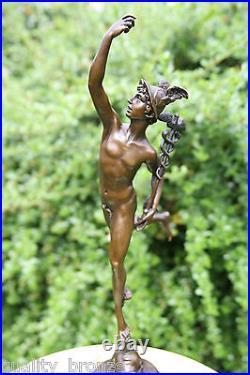 Art Deco Bronze Figure Sculpture Statue Mercury Hermes Greek Mythology Hot Cast