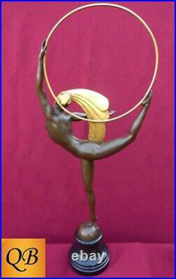 Art Deco Bronze Figurine Sculpture Statue 1920's Morante Hoop Lady Erotic Figure