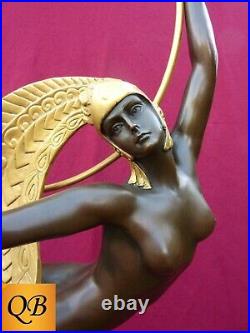 Art Deco Bronze Figurine Sculpture Statue 1920's Morante Hoop Lady Erotic Figure