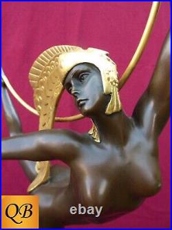 Art Deco Bronze Figurine Sculpture Statue 1920's Morante Hoop Lady Erotic Figure