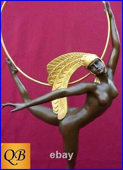 Art Deco Bronze Figurine Sculpture Statue 1920's Morante Hoop Lady Erotic Figure