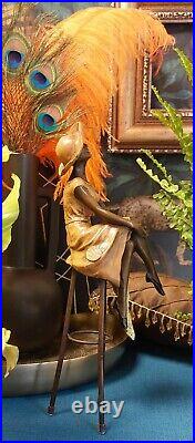 Art Deco Bronze Figurine Sculpture Statue At The Bar Cp Lady Signed D. H. Chiparus