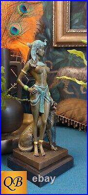 Art Deco Bronze Figurine Sculpture Statue Cleopatra Egyptian Nude Lady Hot Cast