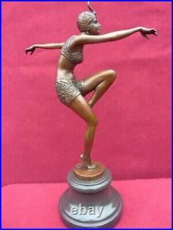 Art Deco Bronze Figurine Sculpture Statue Con Brio Dancer Hot Cast Lady Figure