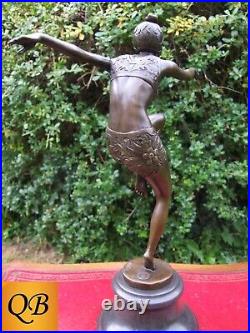 Art Deco Bronze Figurine Sculpture Statue Con Brio Female Lady 1920 Flapper