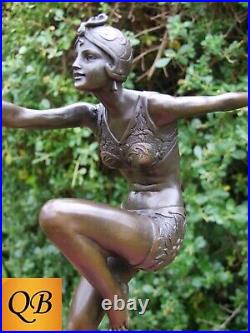 Art Deco Bronze Figurine Sculpture Statue Con Brio Female Lady 1920 Flapper