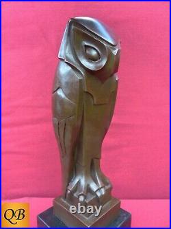 Art Deco Bronze Figurine Sculpture Statue Cubism Bird Wise Owl Hot Cast Figure
