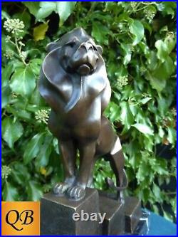 Art Deco Bronze Figurine Sculpture Statue Cubist Proud Lion Hot Cast Cat Figure