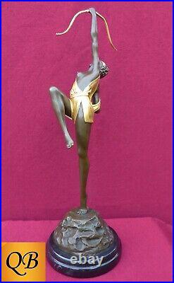 Art Deco Bronze Figurine Sculpture Statue Diana Huntress Gold Figure Hot Cast