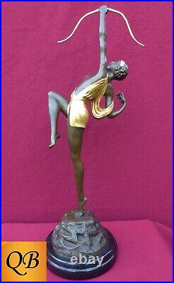 Art Deco Bronze Figurine Sculpture Statue Diana Huntress Gold Figure Hot Cast