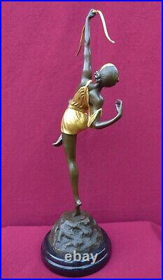 Art Deco Bronze Figurine Sculpture Statue Diana Huntress Gold Hot Cast Figure