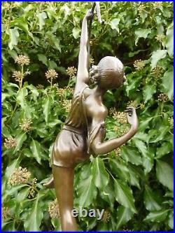 Art Deco Bronze Figurine Sculpture Statue Diana Huntress Hot Cast Lady Figure