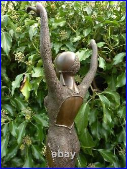 Art Deco Bronze Figurine Sculpture Statue Dourga Erotic Hot Cast Lady Dancer