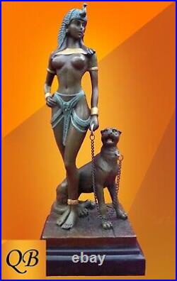 Art Deco Bronze Figurine Sculpture Statue Egyptian Cleopatra Hot Cast Naked Lady