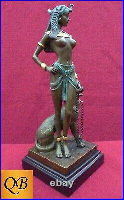 Art Deco Bronze Figurine Sculpture Statue Egyptian Cleopatra Hot Cast Naked Lady