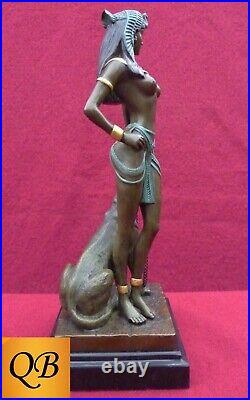 Art Deco Bronze Figurine Sculpture Statue Egyptian Cleopatra Hot Cast Naked Lady