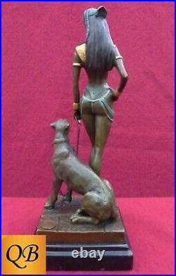 Art Deco Bronze Figurine Sculpture Statue Egyptian Cleopatra Hot Cast Naked Lady