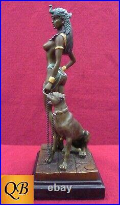 Art Deco Bronze Figurine Sculpture Statue Egyptian Cleopatra Hot Cast Naked Lady