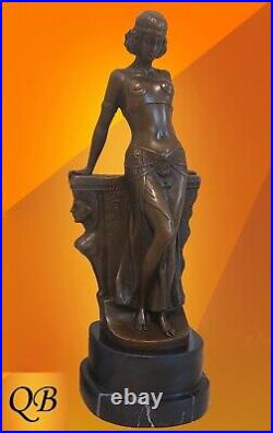 Art Deco Bronze Figurine Sculpture Statue Egyptian Sphynx Lady Hot Cast Figure