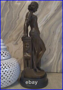 Art Deco Bronze Figurine Sculpture Statue Egyptian Sphynx Lady Hot Cast Figure