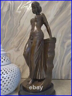 Art Deco Bronze Figurine Sculpture Statue Egyptian Sphynx Lady Hot Cast Figure