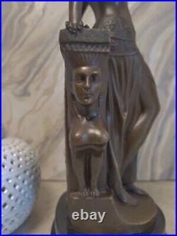 Art Deco Bronze Figurine Sculpture Statue Egyptian Sphynx Lady Hot Cast Figure