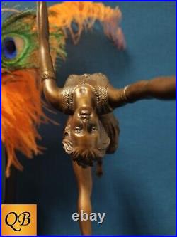 Art Deco Bronze Figurine Sculpture Statue Flame Dancer Lp Hot Cast Lady Figure