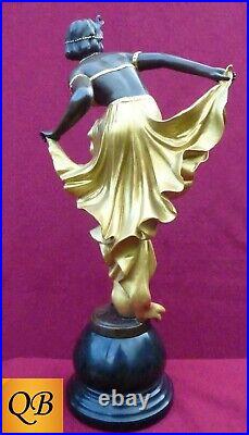Art Deco Bronze Figurine Sculpture Statue Gory Dancer Gold Lady Figure Hot Cast