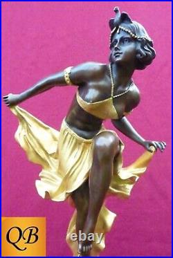Art Deco Bronze Figurine Sculpture Statue Gory Dancer Gold Lady Figure Hot Cast